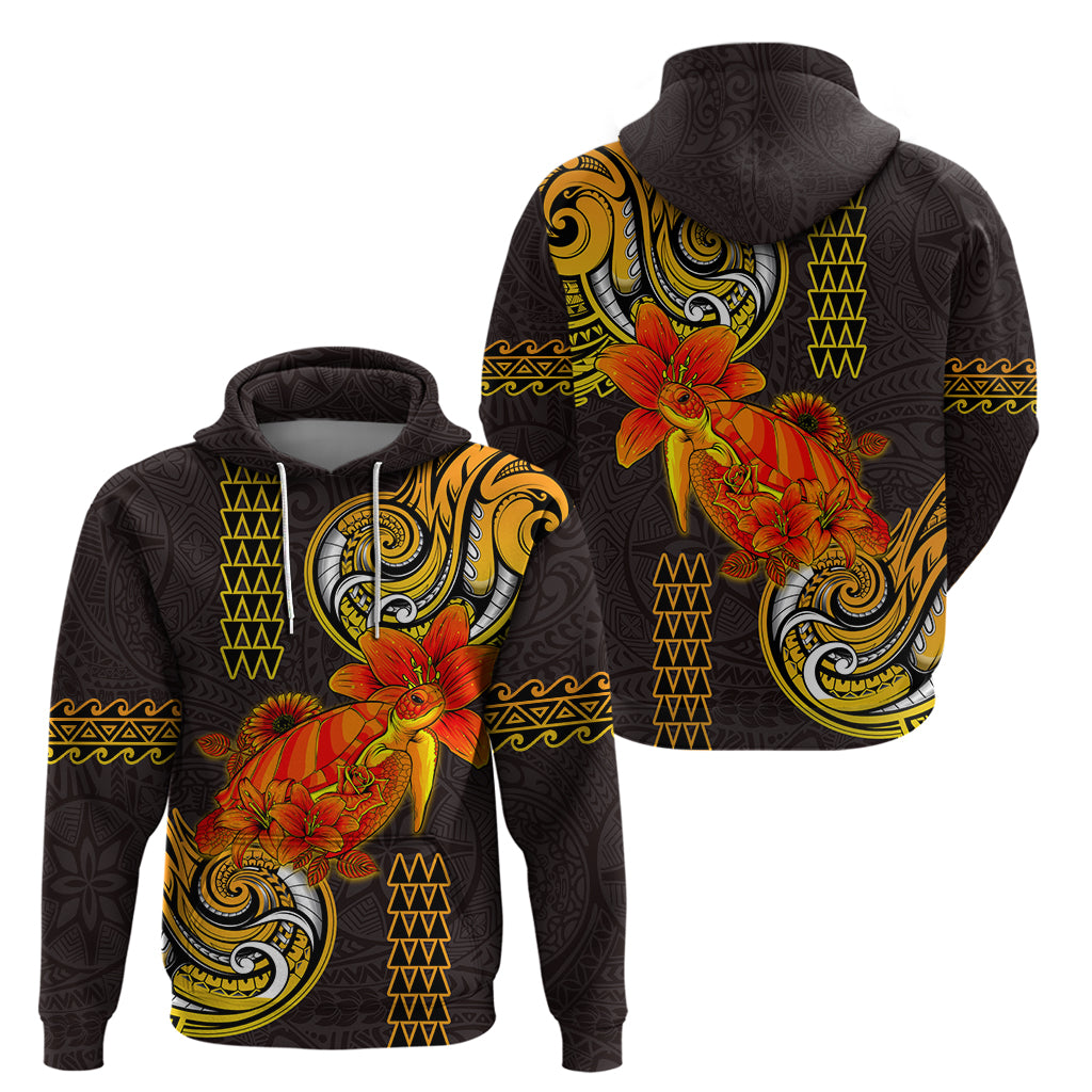 Hawaii Turtle Hibiscus Flower Zip Hoodie Polynesian Tattoo LT03 - Polynesian Pride