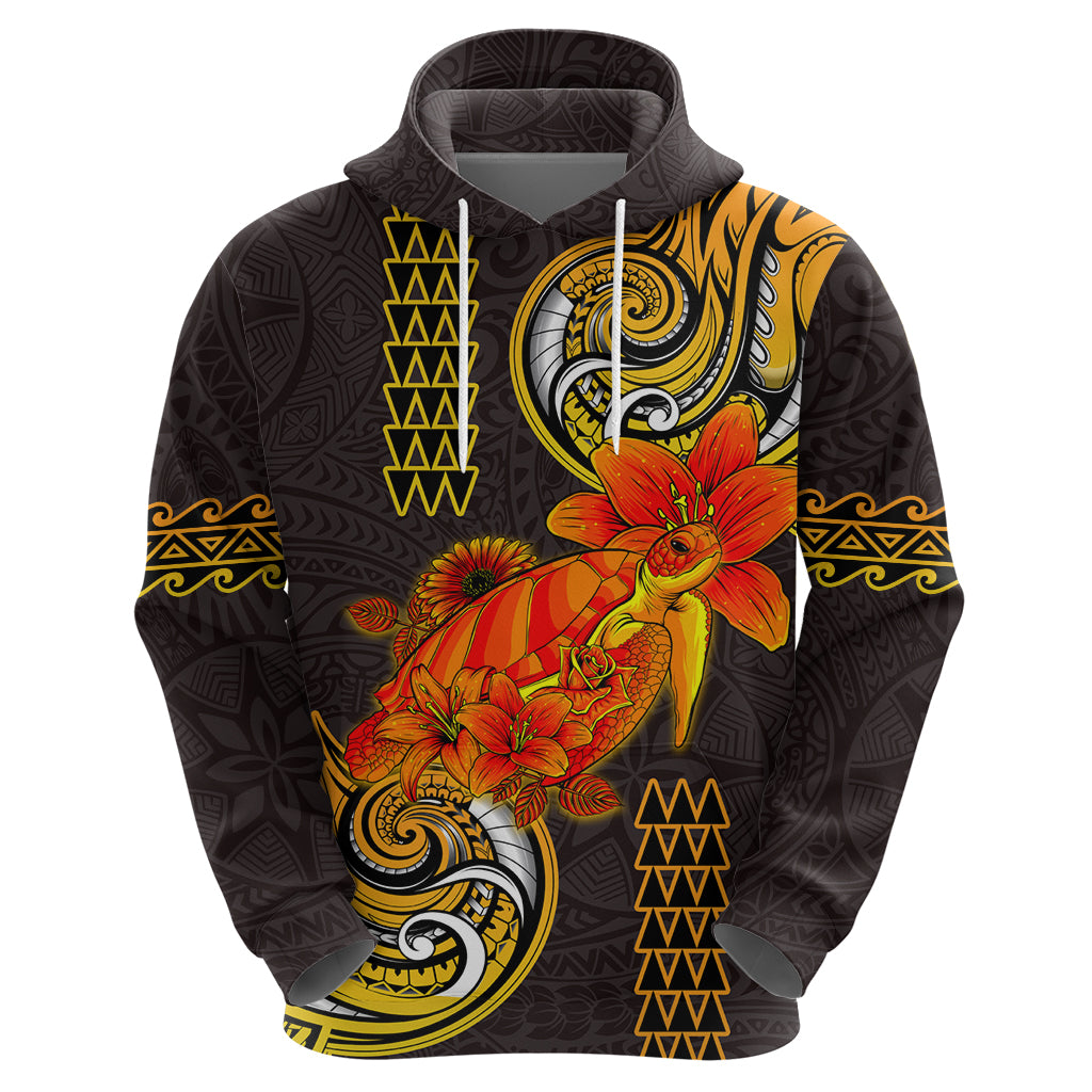 Hawaii Turtle Hibiscus Flower Zip Hoodie Polynesian Tattoo LT03 - Polynesian Pride
