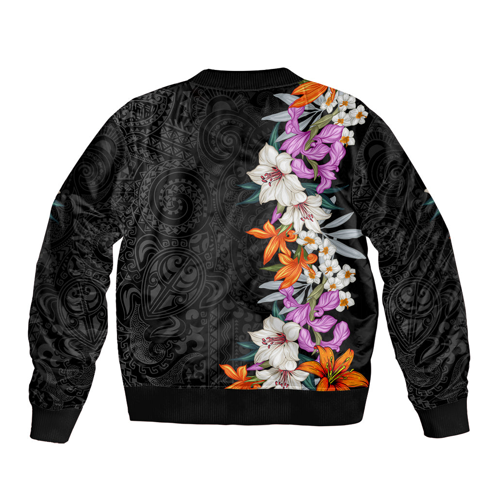Hawaii Tropical Leaves and Flowers Bomber Jacket Tribal Polynesian Pattern LT03 - Polynesian Pride