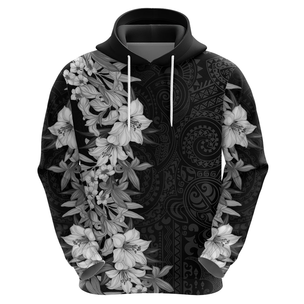 Hawaii Tropical Leaves and Flowers Zip Hoodie Tribal Polynesian Pattern Black White Style LT03 - Polynesian Pride