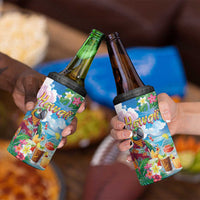 Hawaii Cocktails 4 in 1 Can Cooler Tumbler Parrot with Cute Beach Landscape and Tropical Plants