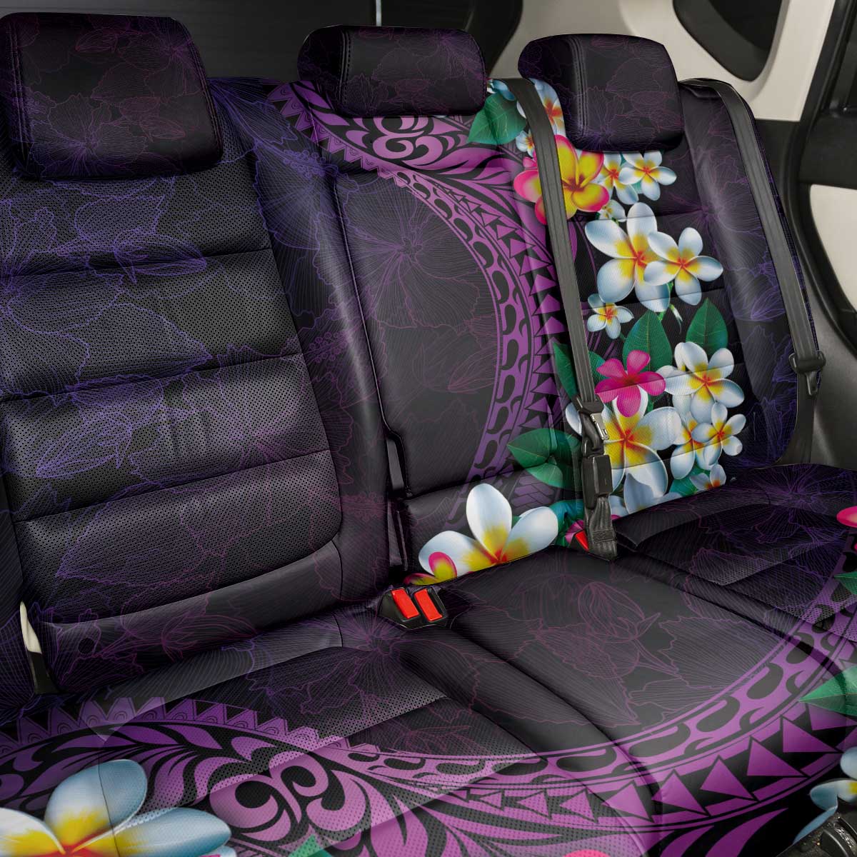 Hawaiian Plumeria-Polynesian Art Tattoo Mauve Color Back Car Seat Cover
