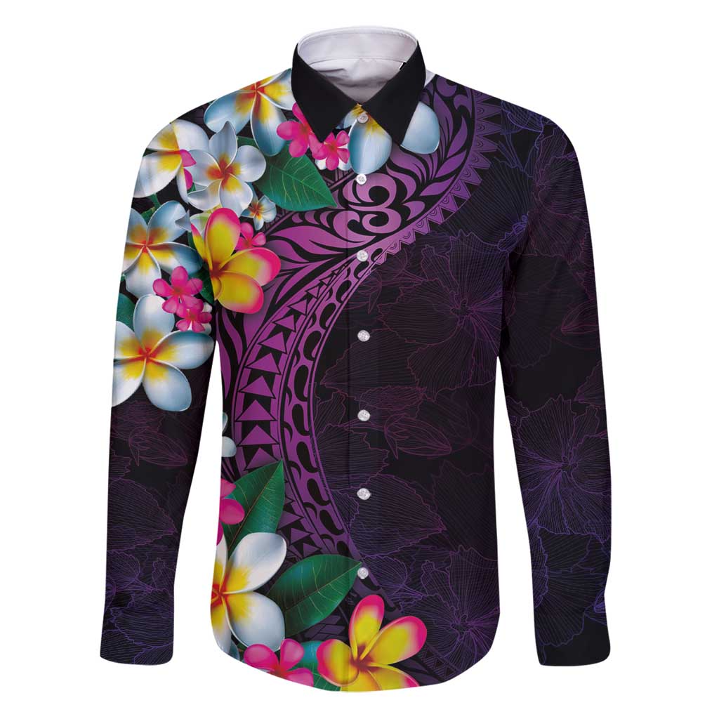 Hawaiian Plumeria-Polynesian Art Tattoo Mauve Color Family Matching Puletasi and Hawaiian Shirt