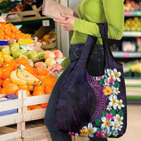 Hawaiian Plumeria-Polynesian Art Tattoo Mauve Color Grocery Bag