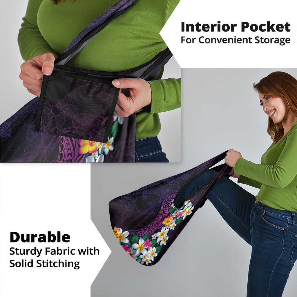 Hawaiian Plumeria-Polynesian Art Tattoo Mauve Color Grocery Bag