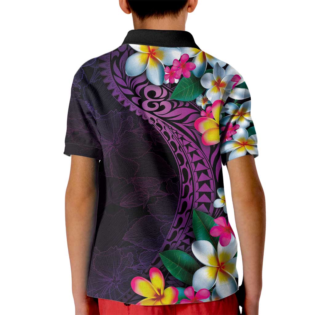 Hawaiian Plumeria-Polynesian Art Tattoo Mauve Color Kid Polo Shirt LT03 - Polynesian Pride