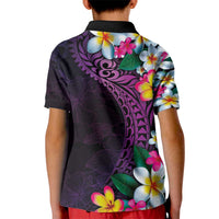 Hawaiian Plumeria-Polynesian Art Tattoo Mauve Color Kid Polo Shirt LT03 - Polynesian Pride