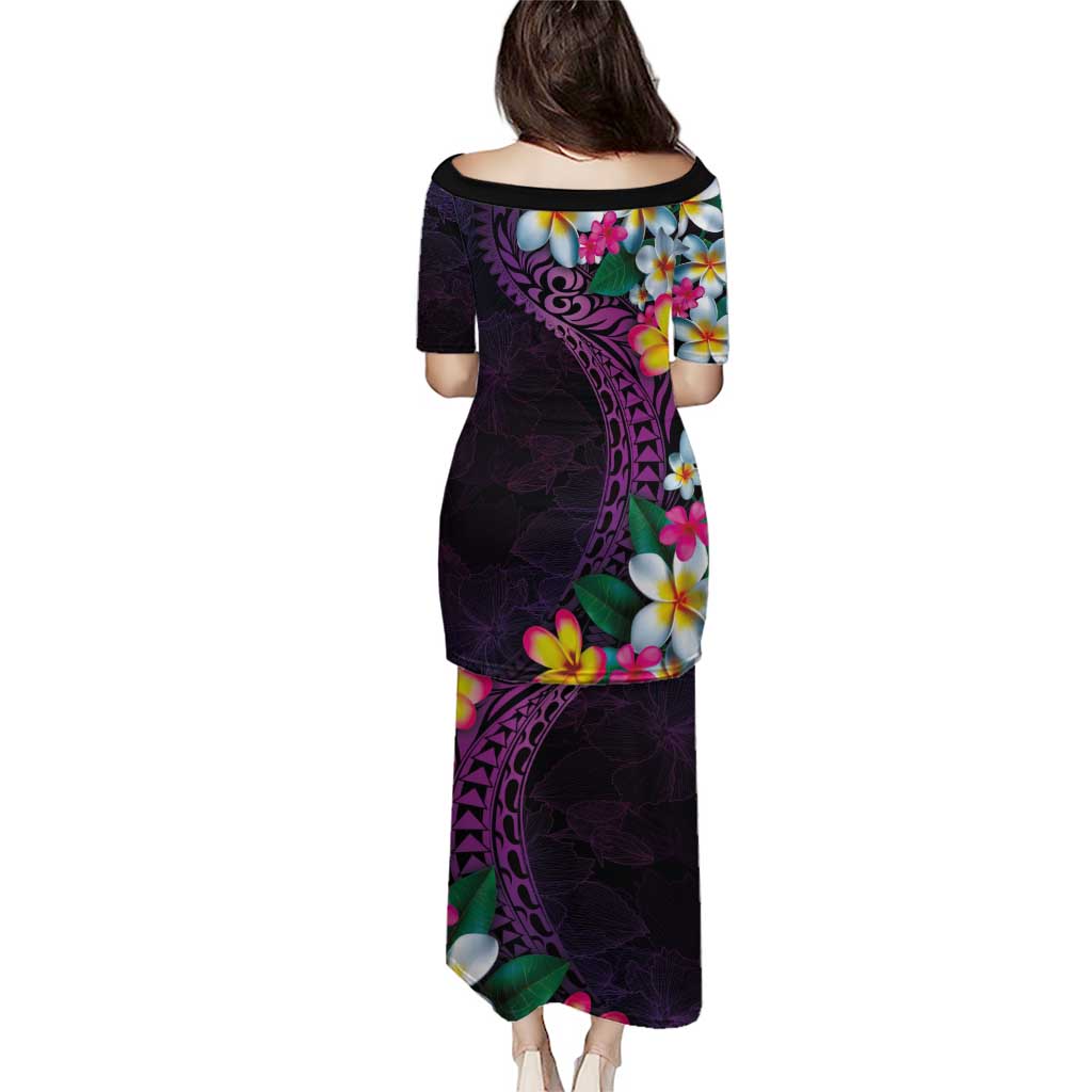 Hawaiian Plumeria-Polynesian Art Tattoo Mauve Color Puletasi