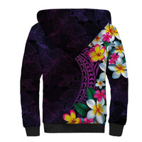 Hawaiian Plumeria-Polynesian Art Tattoo Mauve Color Sherpa Hoodie