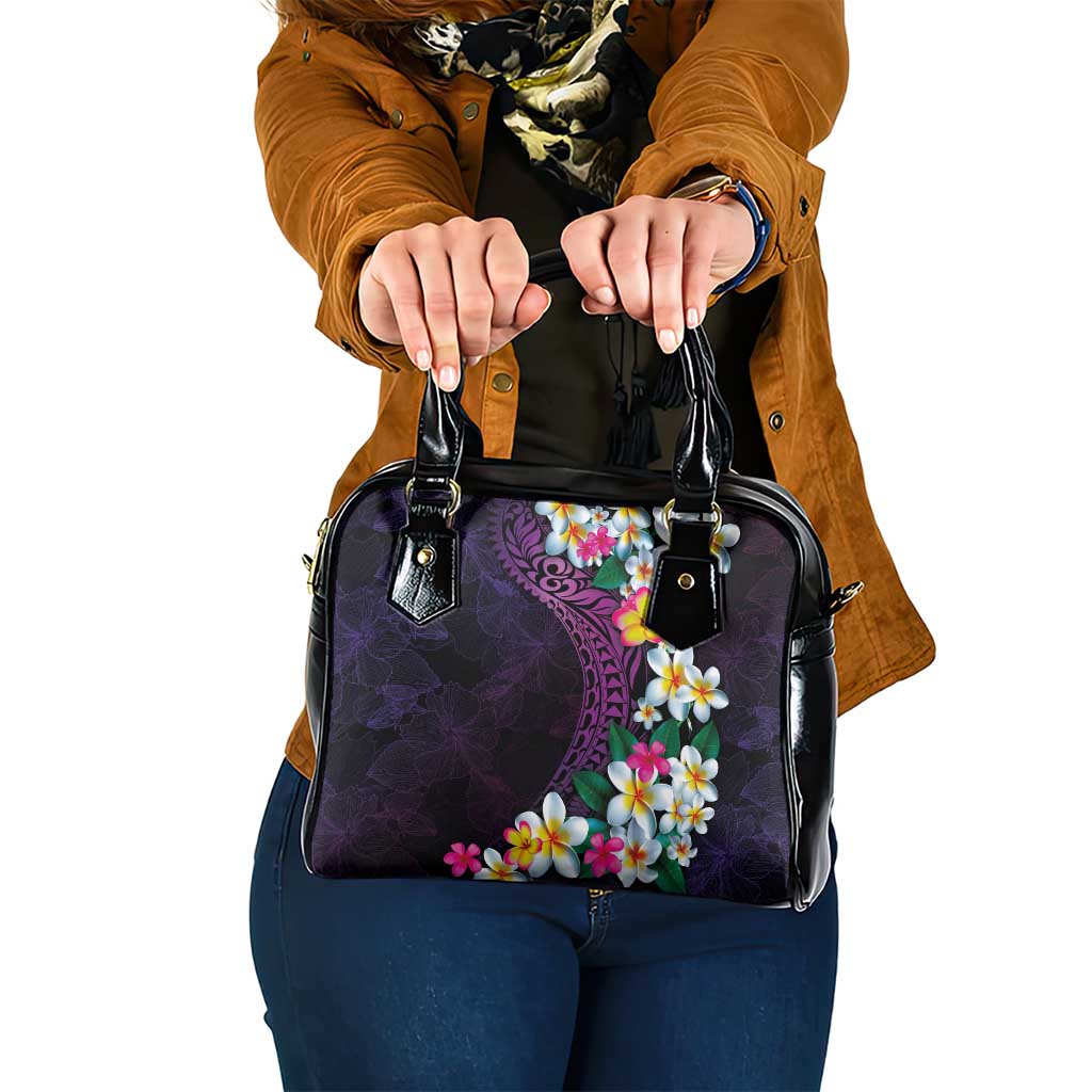 Hawaiian Plumeria-Polynesian Art Tattoo Mauve Color Shoulder Handbag