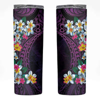 Hawaiian Plumeria-Polynesian Art Tattoo Mauve Color Skinny Tumbler