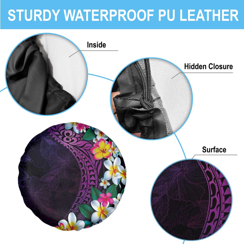 Hawaiian Plumeria-Polynesian Art Tattoo Mauve Color Spare Tire Cover