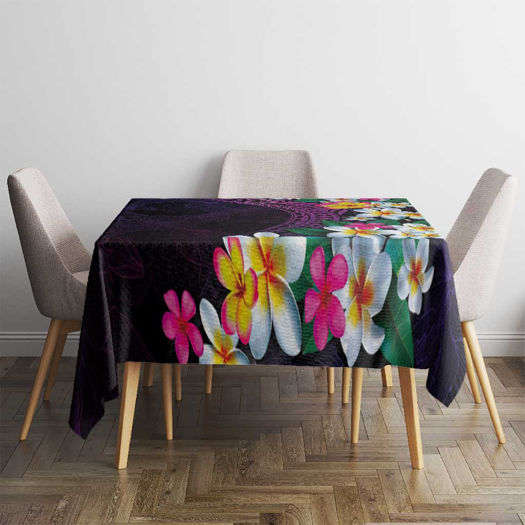 Hawaiian Plumeria-Polynesian Art Tattoo Mauve Color Tablecloth