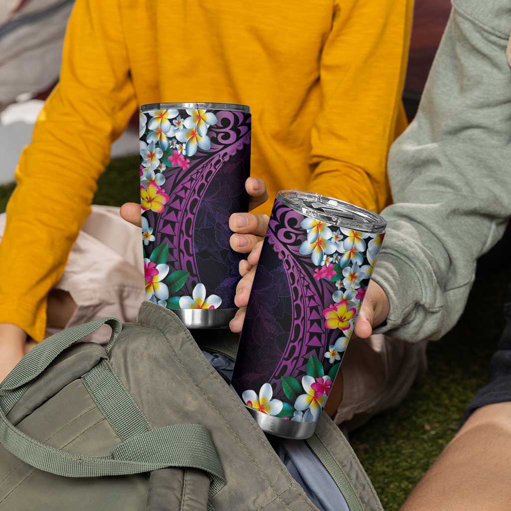 Hawaiian Plumeria-Polynesian Art Tattoo Mauve Color Tumbler Cup