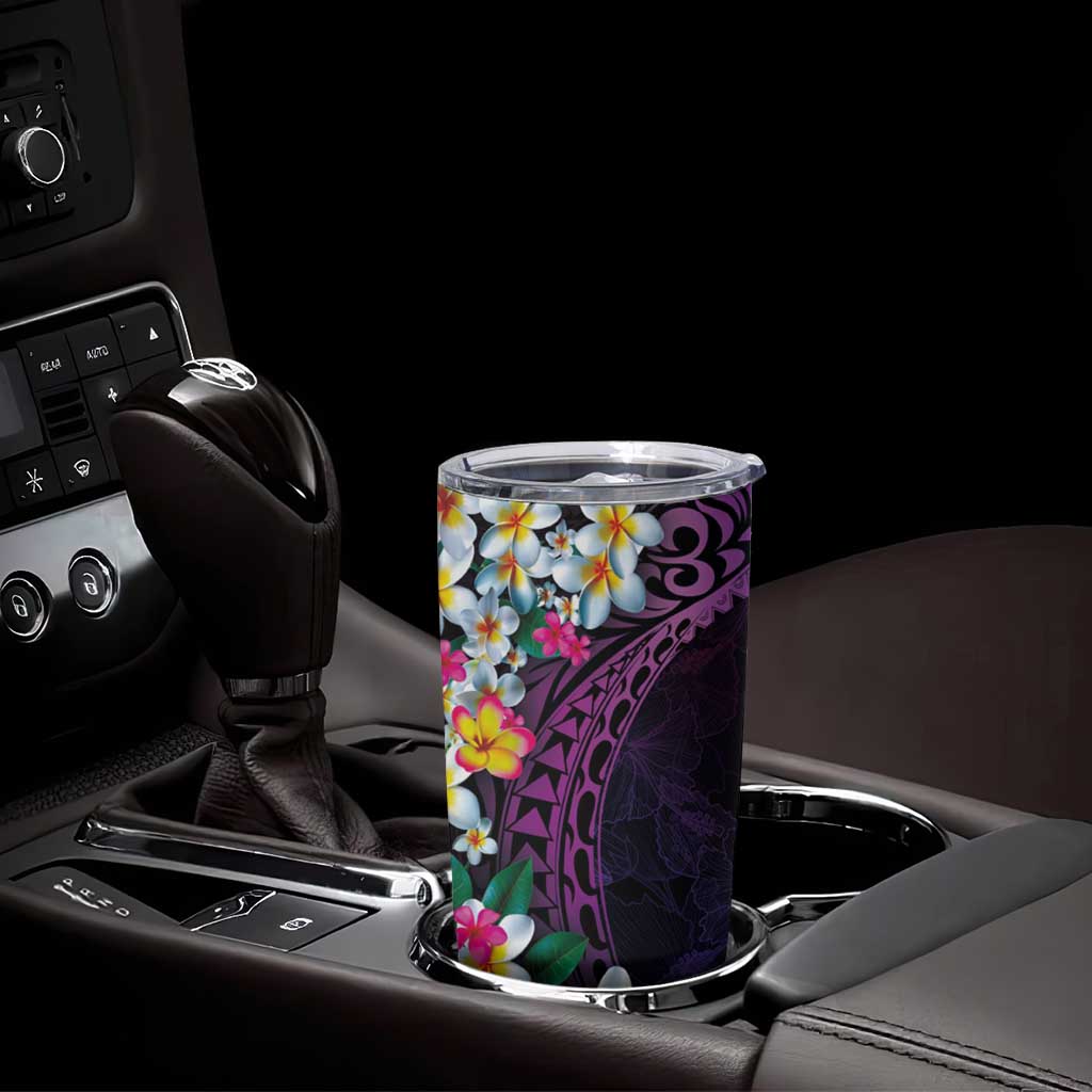 Hawaiian Plumeria-Polynesian Art Tattoo Mauve Color Tumbler Cup
