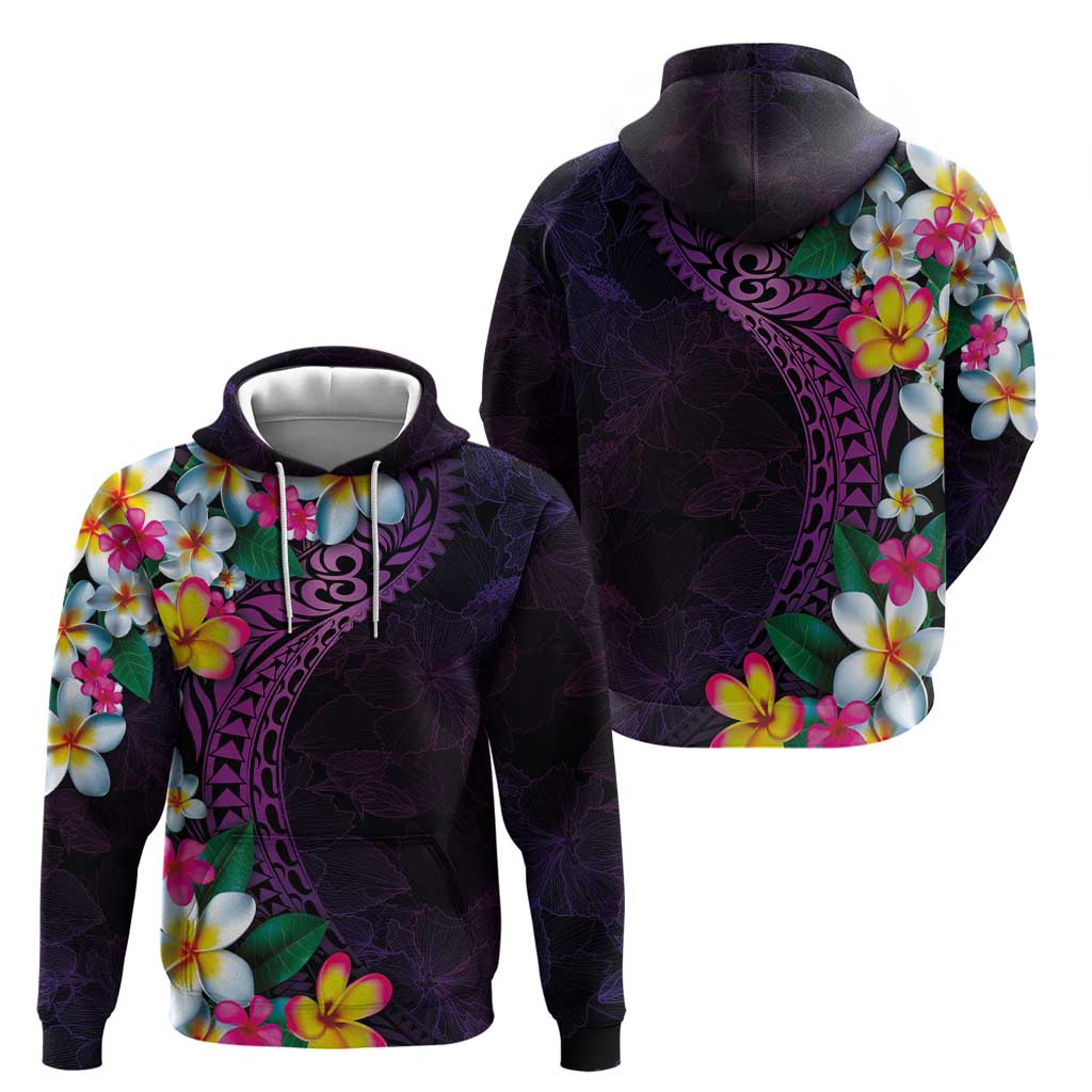 Hawaiian Plumeria-Polynesian Art Tattoo Mauve Color Zip Hoodie