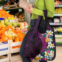 Hawaiian Plumeria-Polynesian Art Tattoo Plum Pink Color Grocery Bag