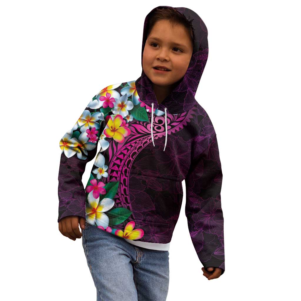 Hawaiian Plumeria-Polynesian Art Tattoo Plum Pink Color Kid Hoodie