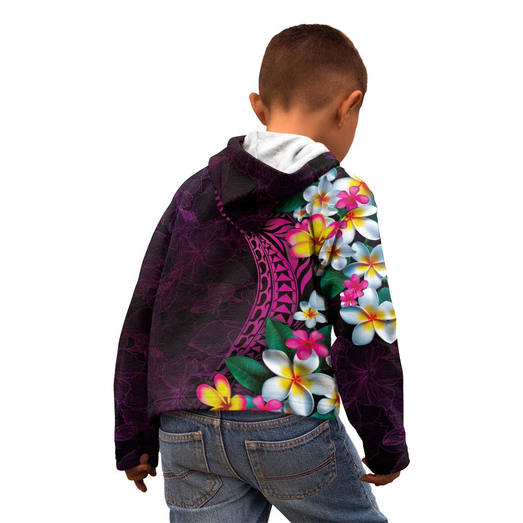 Hawaiian Plumeria-Polynesian Art Tattoo Plum Pink Color Kid Hoodie