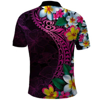 Hawaiian Plumeria-Polynesian Art Tattoo Plum Pink Color Polo Shirt