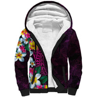 Hawaiian Plumeria-Polynesian Art Tattoo Plum Pink Color Sherpa Hoodie