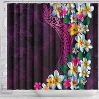 Hawaiian Plumeria-Polynesian Art Tattoo Plum Pink Color Shower Curtain