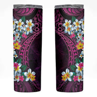 Hawaiian Plumeria-Polynesian Art Tattoo Plum Pink Color Skinny Tumbler
