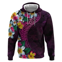 Hawaiian Plumeria-Polynesian Art Tattoo Plum Pink Color Zip Hoodie
