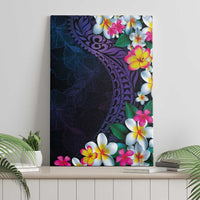 Hawaiian Plumeria-Polynesian Art Tattoo Frosted Blue Violet Color Canvas Wall Art