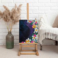 Hawaiian Plumeria-Polynesian Art Tattoo Frosted Blue Violet Color Canvas Wall Art