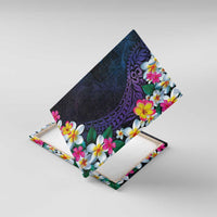 Hawaiian Plumeria-Polynesian Art Tattoo Frosted Blue Violet Color Canvas Wall Art