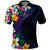 Hawaiian Plumeria-Polynesian Art Tattoo Frosted Blue Violet Color Polo Shirt