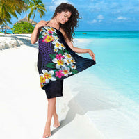 Hawaiian Plumeria-Polynesian Art Tattoo Frosted Blue Violet Color Sarong