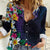 Hawaiian Plumeria-Polynesian Art Tattoo Frosted Blue Violet Color Women Casual Shirt