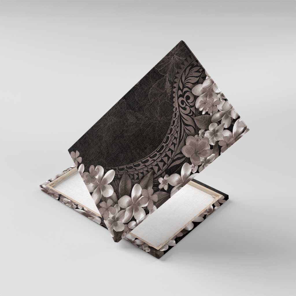 Hawaiian Plumeria-Polynesian Art Tattoo Grayscale Color Canvas Wall Art