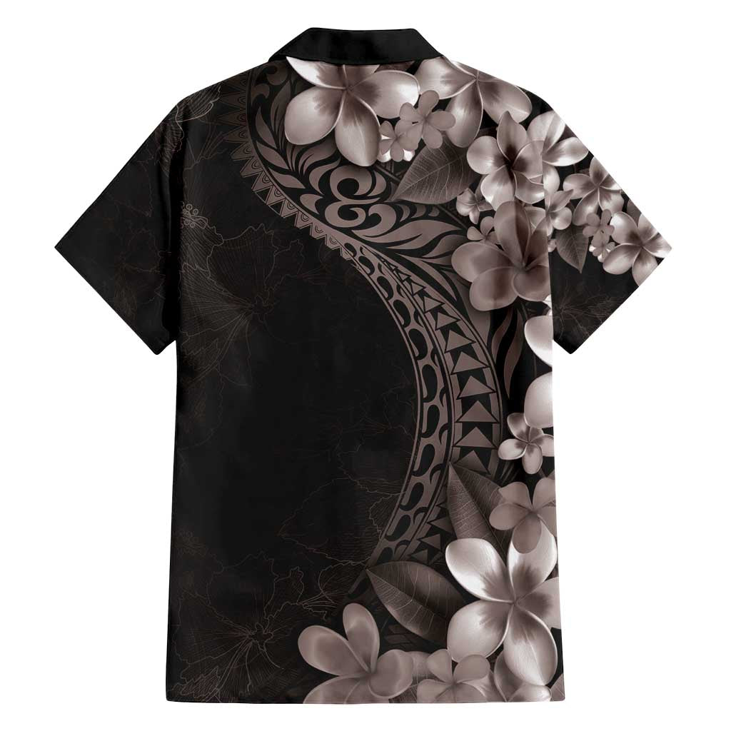 Hawaiian Plumeria-Polynesian Art Tattoo Grayscale Color Family Matching Long Sleeve Bodycon Dress and Hawaiian Shirt
