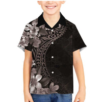 Hawaiian Plumeria-Polynesian Art Tattoo Grayscale Color Family Matching Mermaid Dress and Hawaiian Shirt