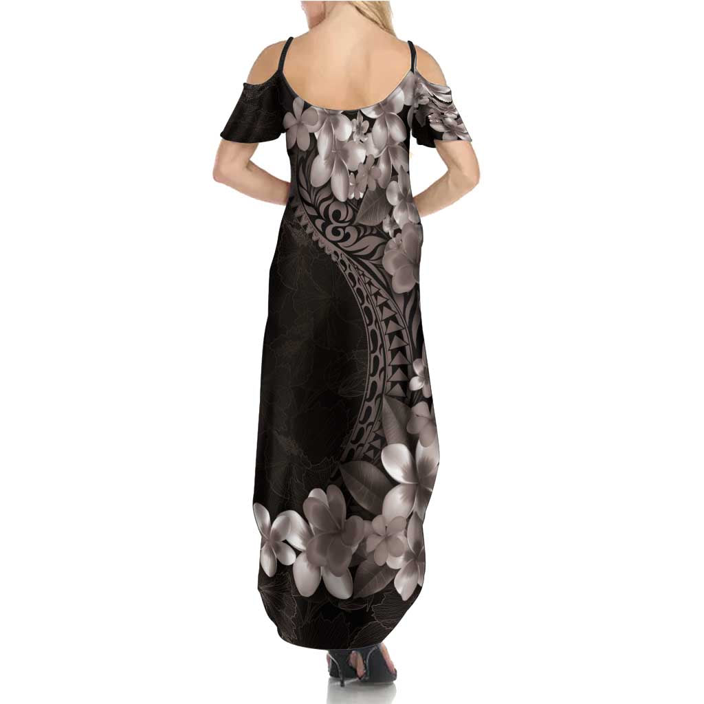 Hawaiian Plumeria-Polynesian Art Tattoo Grayscale Color Family Matching Summer Maxi Dress and Hawaiian Shirt