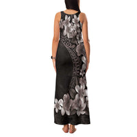 Hawaiian Plumeria-Polynesian Art Tattoo Grayscale Color Family Matching Tank Maxi Dress and Hawaiian Shirt