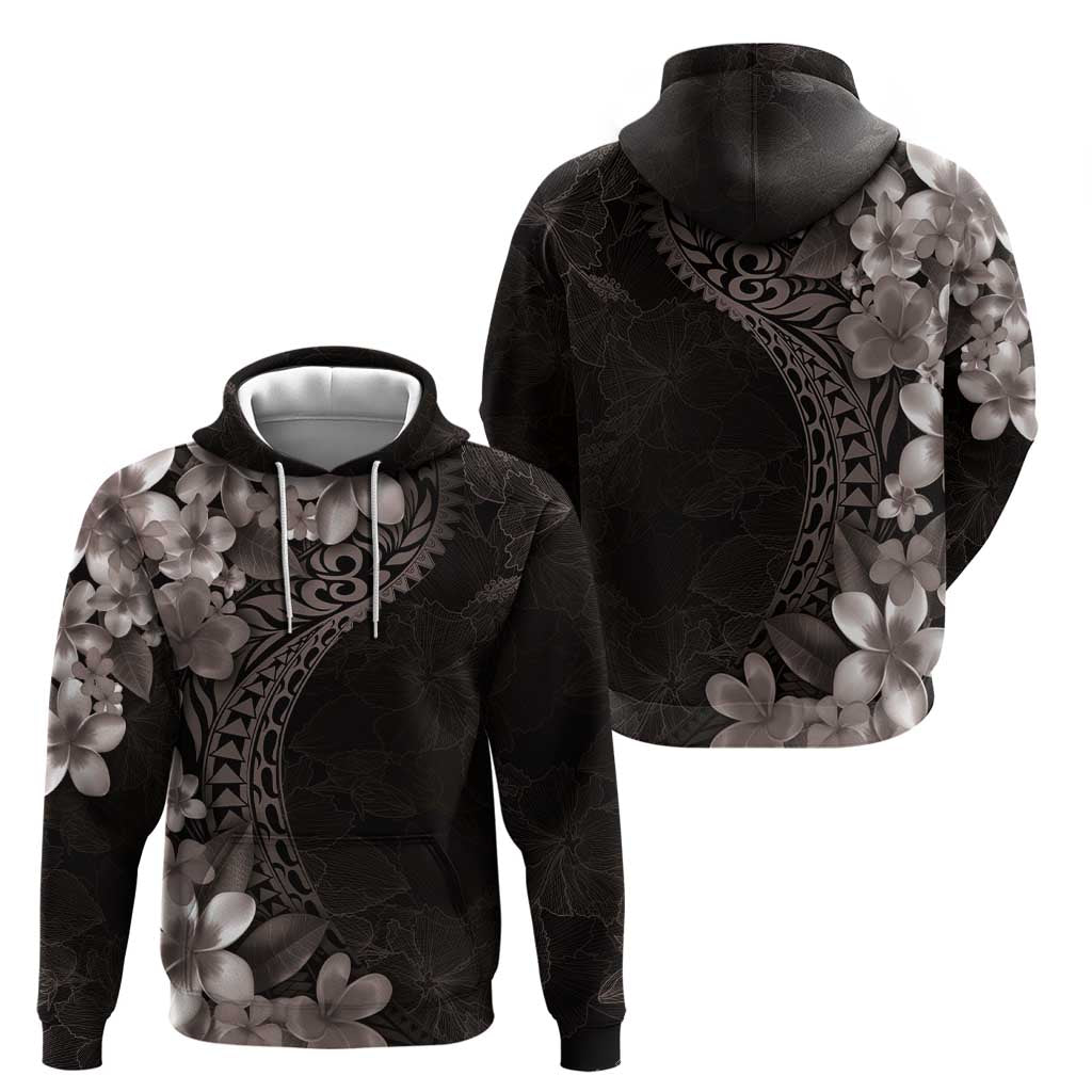 Hawaiian Plumeria-Polynesian Art Tattoo Grayscale Color Hoodie