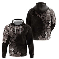 Hawaiian Plumeria-Polynesian Art Tattoo Grayscale Color Hoodie