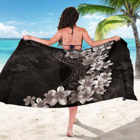 Hawaiian Plumeria-Polynesian Art Tattoo Grayscale Color Sarong