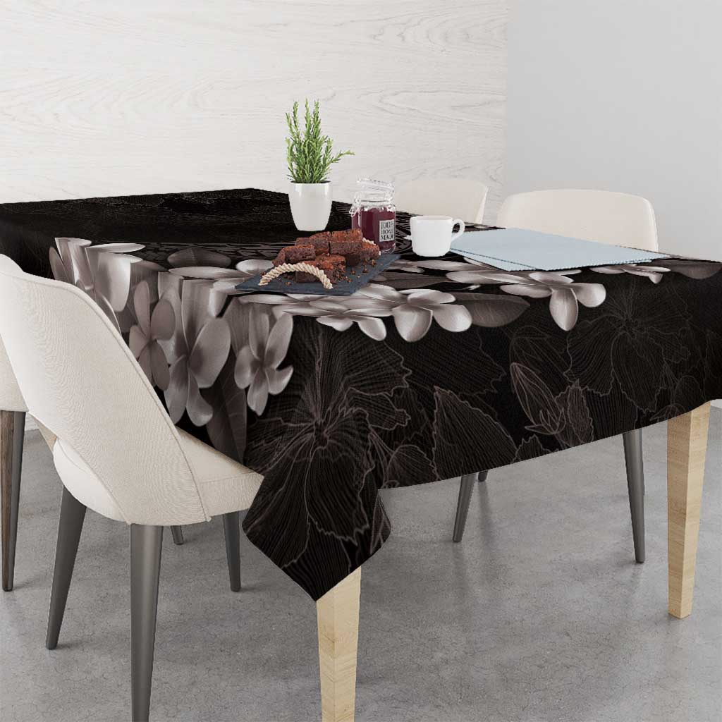 Hawaiian Plumeria-Polynesian Art Tattoo Grayscale Color Tablecloth