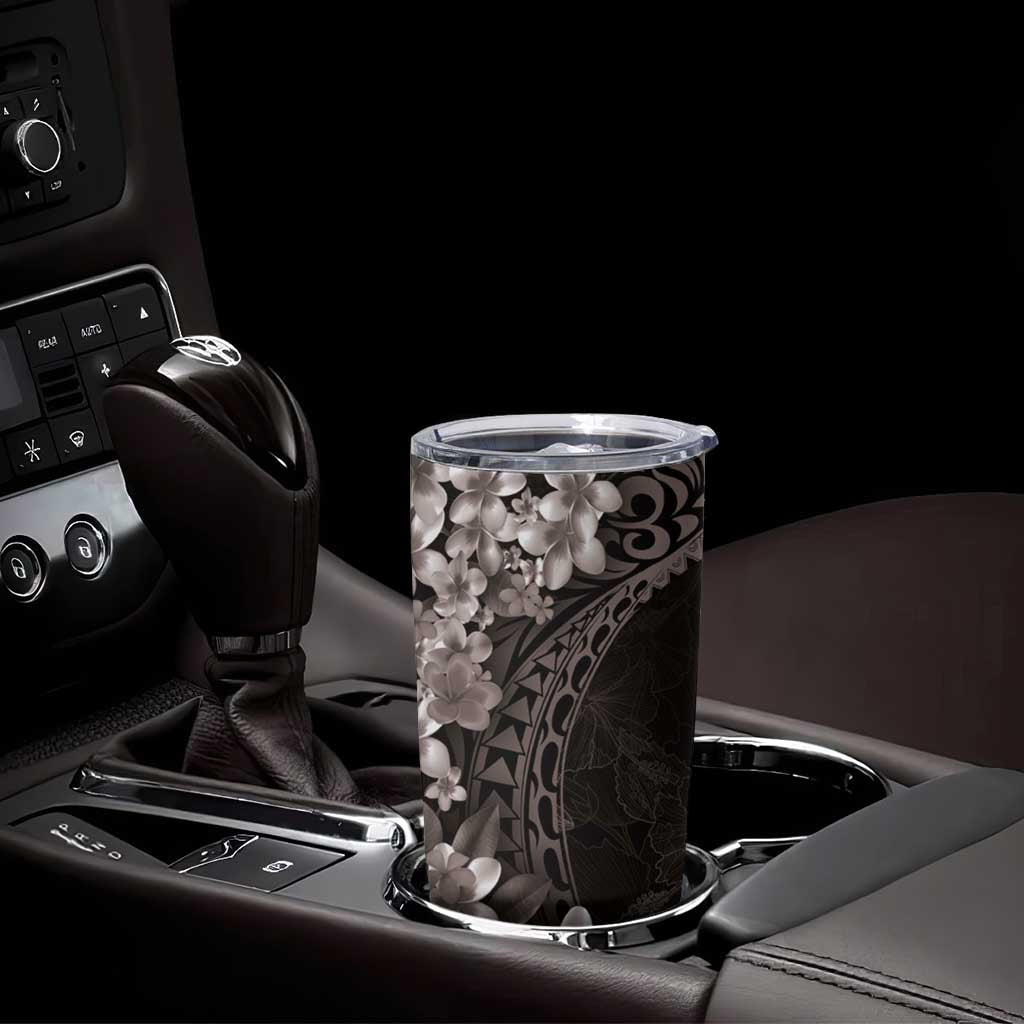 Hawaiian Plumeria-Polynesian Art Tattoo Grayscale Color Tumbler Cup