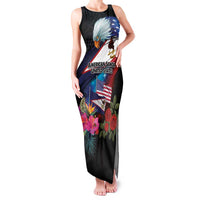 American Samoa and United States Together Family Matching Tank Maxi Dress and Hawaiian Shirt National Flag with Eagle-Hibiscus and Rose