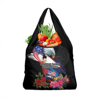 American Samoa and United States Together Grocery Bag National Flag with Eagle-Hibiscus and Rose