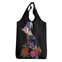 American Samoa and United States Together Grocery Bag National Flag with Eagle-Hibiscus and Rose