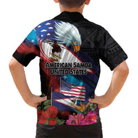 American Samoa and United States Together Hawaiian Shirt National Flag with Eagle-Hibiscus and Rose