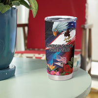 American Samoa and United States Together Tumbler Cup National Flag with Eagle-Hibiscus and Rose