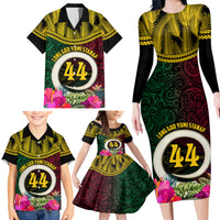 Vanuatu 44th Anniversary Independence Day Family Matching Long Sleeve Bodycon Dress and Hawaiian Shirt Boars Tusk and Namele Plant LT03 - Polynesian Pride